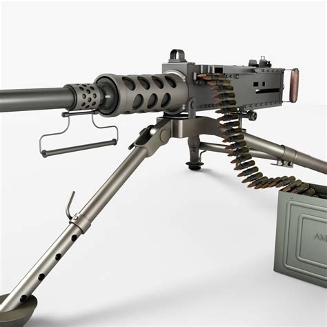 3d model realistic m2 browning machine gun