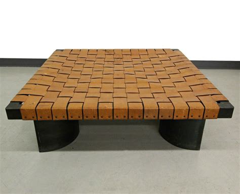 Industrial Woven Leather and Steel Coffee Table | Indretning