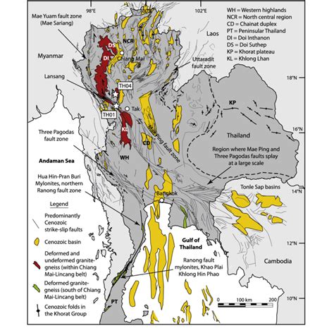 Tectonic-structural map of Thailand showing major geologic features... | Download Scientific Diagram