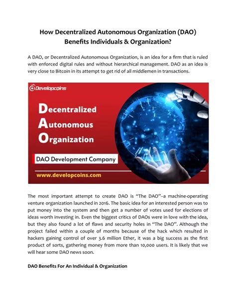 PPT - How Decentralized Autonomous Organization (DAO) Benefits Individuals & Organization ...