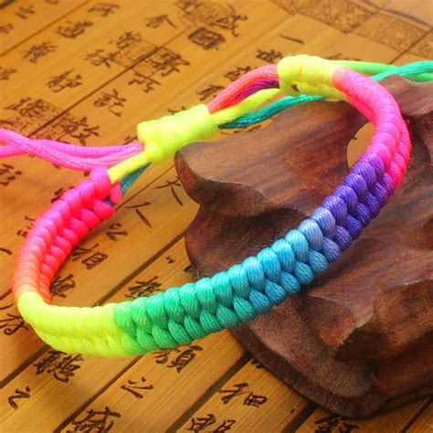 Five Color Rope Bracelet & Bangle, Braided Multicolored Rope Bracelet ...