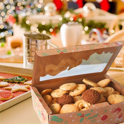 12 Pack Christmas Cookie Boxes with Window, Large Holiday Food Bakery ...