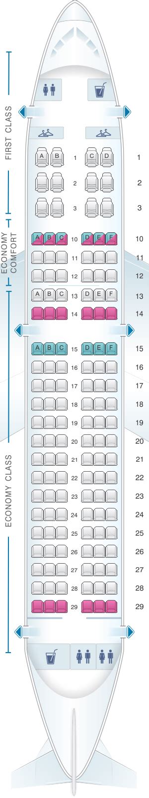 Plan de cabine Delta Air Lines Airbus A319 (31J) | SeatMaestro.fr