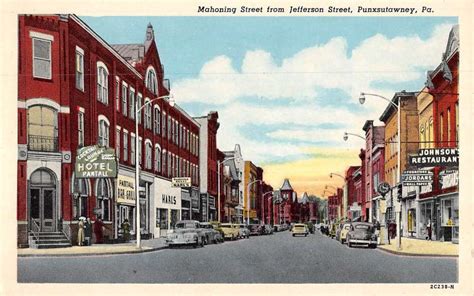 Punxsutawney Pennsylvania Mahoning Street Scene Antique Postcard K69286 ...