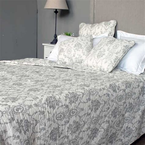 Antique Grey Toile Quilted Bedspread - Home & Lifestyle from The Luxe Company UK