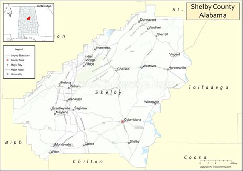 Map of Shelby County, Alabama - Where is Located, Cities, Population ...