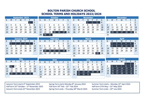 Term Dates – Bolton Parish CofE Primary School