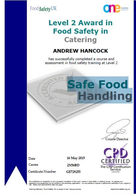 Andy is Certified! – Level 2 Award in Food Safety in Catering – Safe ...