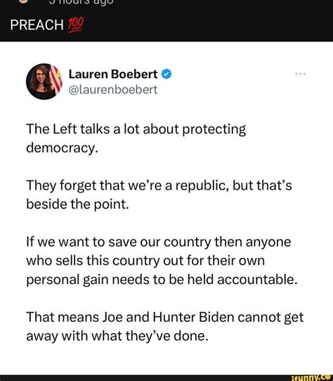 PREACH Lauren Boebert @laurenboebert The Left talks a lot about ...