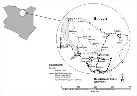 A map of the study area in Marsabit County, Kenya. | Download ...