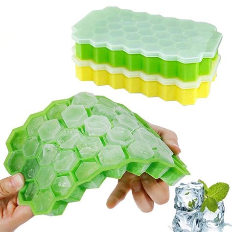 Coolmade 2 Packs Ice Cube Trays Silicone Ice Mold with Lids 74 Cubes, Green & Yellow - Walmart.com