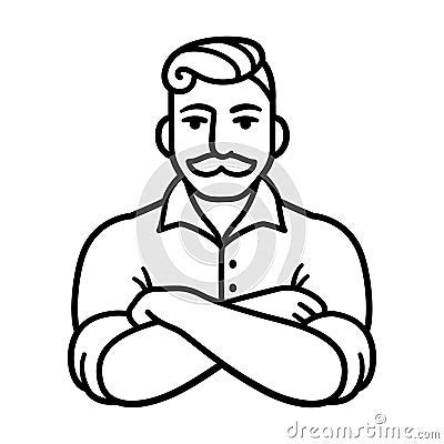 Vintage Mustached Man Logo Cartoon Vector | CartoonDealer.com #275217953