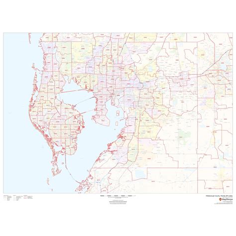 Hillsborough County, Florida - Zip Codes by Map Sherpa - The Map Shop