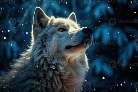 a wolf looking up at the moon ai created 33034433 Stock Photo at Vecteezy