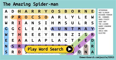 The Amazing Spider-man Word Search