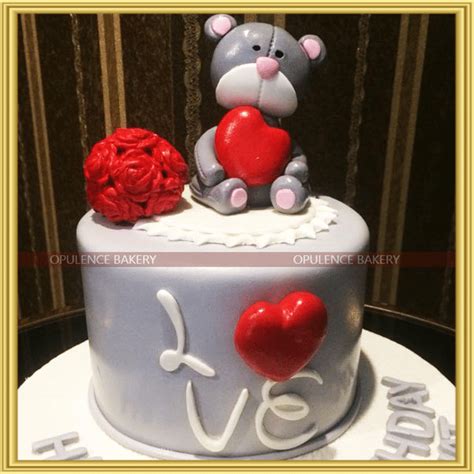 Teddy Bear Cake With Hearts - Opulence Bakery