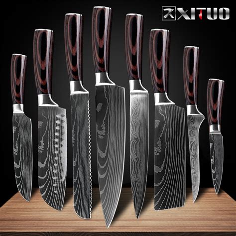 XITUO Japanese Damascus Pattern Kitchen Knives - WellSleepRelax.com