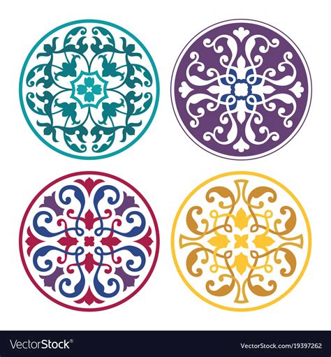 Set of round arabic ornaments Royalty Free Vector Image