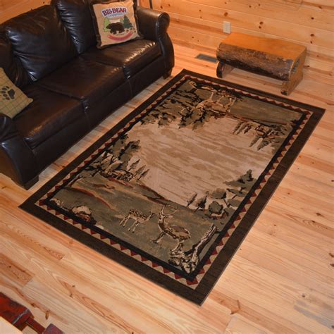 Lodge King Wildwood Brown Rustic Deer Area Rug - Walmart.com - Walmart.com