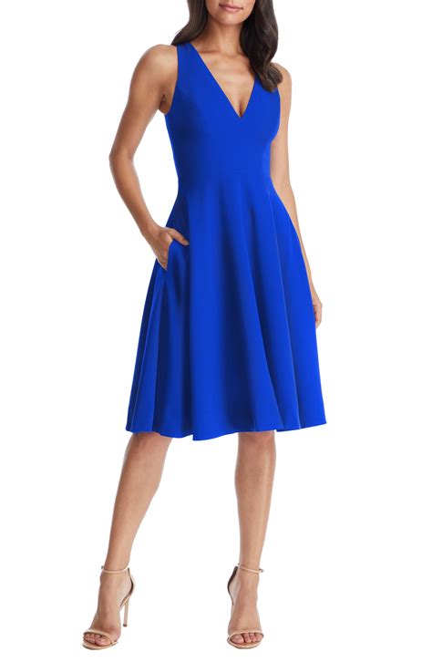 Dress the Population Catalina Fit & Flare Cocktail Dress in Electric Blue (Blue) - Lyst