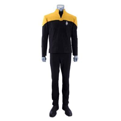 Lot # 26: Season 1 Starfleet 2390s Men's Operations Uniform with Production-Quality Replica Combadge