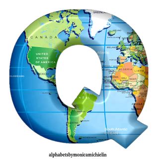 the letter q is made up of a world map