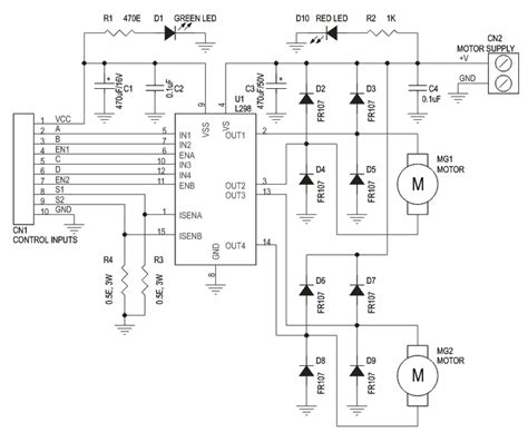 Dual Motor L298 H-Bridge Motor Control - Electronics-Lab.com