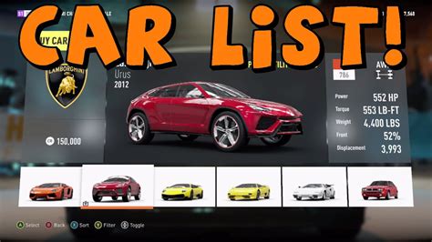 Forza Horizon 2 | Complete Car List - YouTube