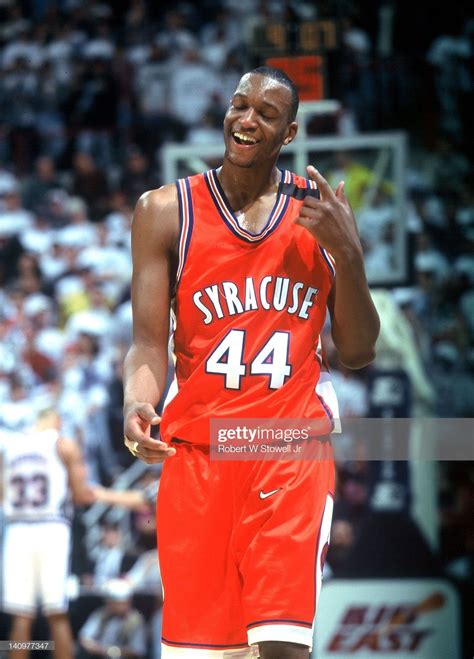 American basketball player John Wallace of Syracuse University reacts ...