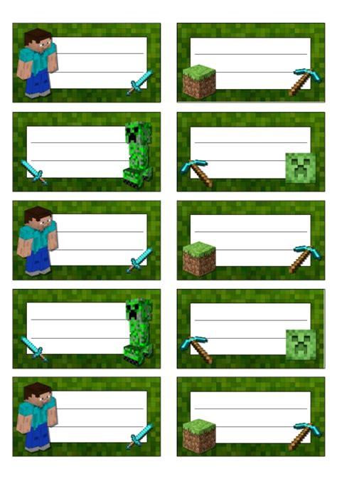 Notebook Labels Stickers Boys Minecraft Template | PosterMyWall