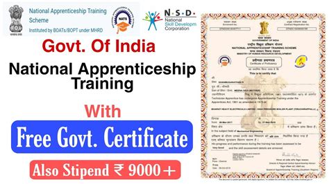 Free Govt. Of India National Apprenticeship Training With Certificate ...