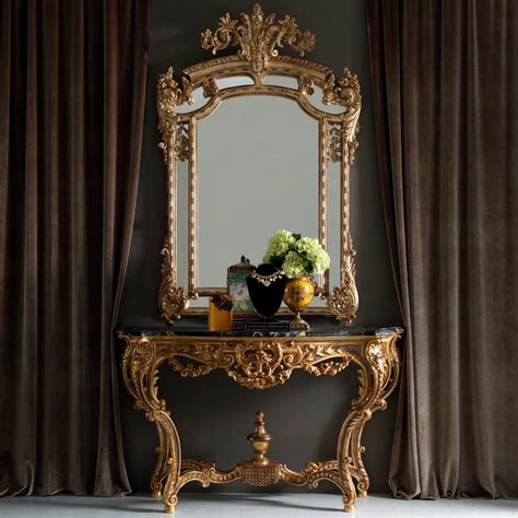 Gold Rococo Console Table and Mirror Set - Juliettes Interiors