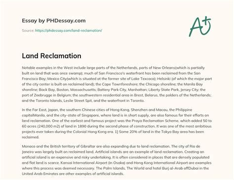 Land Reclamation (300 Words) - PHDessay.com