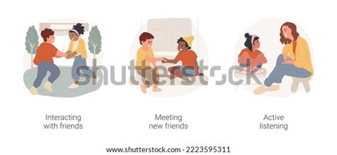 Children Socialization Elementary School Isolated Cartoon Stock Vector ...