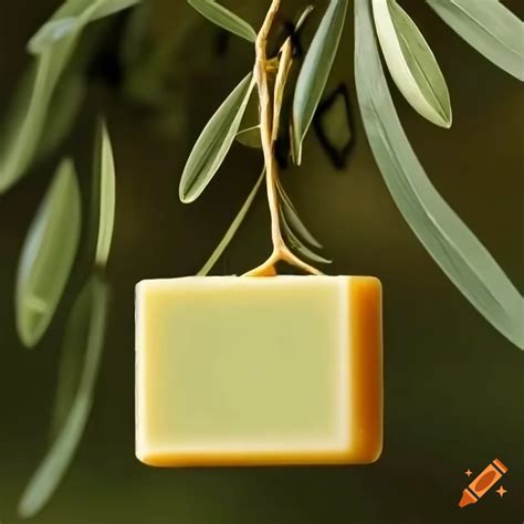 Rectangle olive soap with olive tree background