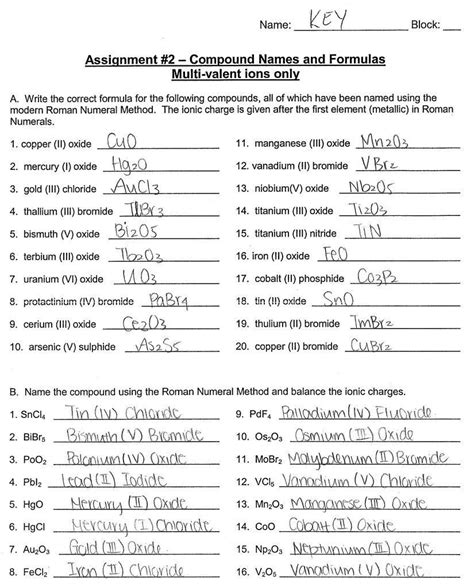 Chemistry Writing Formulas Worksheet Answers | Chemistry worksheets, Naming compounds worksheet ...