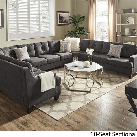 Elston Dark Grey Linen U-Shape Sectionals by iNSPIRE Q Modern (10-Seat ...