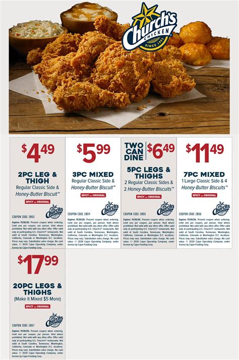 [February, 2021] 5pc + 2 sides + 2 honey butter biscuits = $6.49 & more at Churchs Chicken # ...