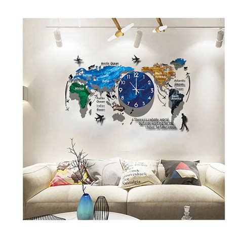 World Map Wall Clock-Multicolour - Beihasara