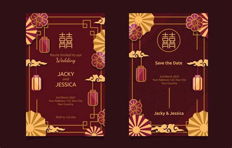 Chinese Wedding Invitation Cards Design Template 13970175 Vector Art at Vecteezy