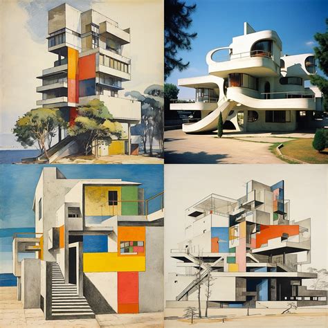 Le Corbusier AI Art Style - Modernist Fusion - Le Corbusier Stable Diffusion - Le Corbusier DeepArt