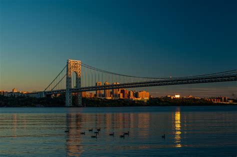 Sunset on the George Washington Bridge (View from NJ to Manhattan) : r ...