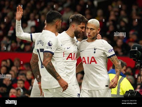 Tottenham Hotspur's Richarlison celebrates scoring their side's first goal of the game during ...