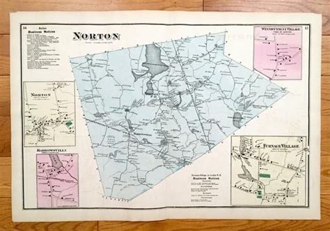 Antique 1871 Norton Massachusetts Map from F.W. Beers Atlas | Etsy ...