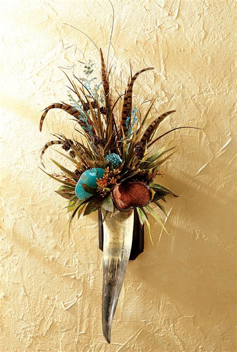 Cow Horn Floral Wall Hanging | Black Forest Decor