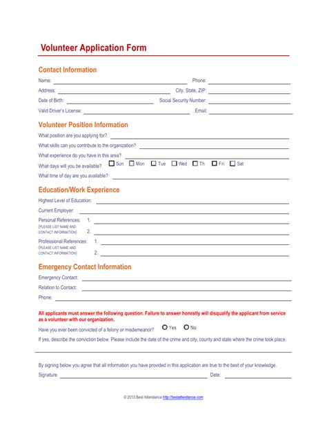 Volunteer Application Form - Fill Out, Sign Online and Download PDF ...