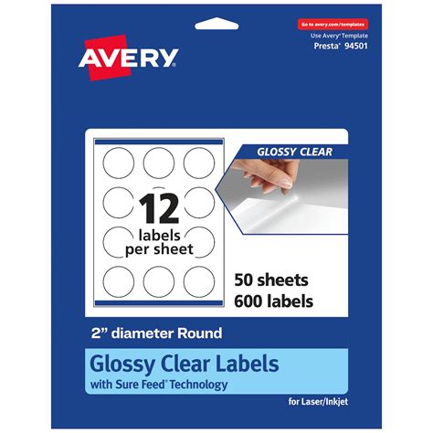 Avery Glossy Clear Round Labels with Sure Feed, 2" diameter | Michaels