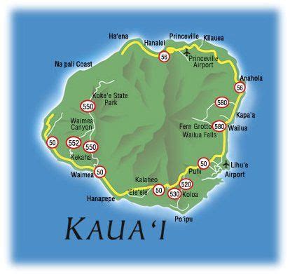 map of kauai, hawaii | Free Printable Maps: Map of Kauai | Kauai map ...