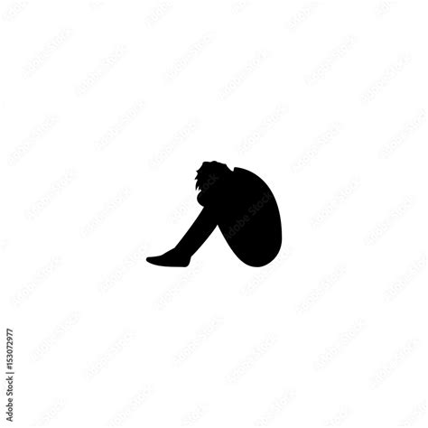 Sad man silhouette vector icon. Stock Vector | Adobe Stock