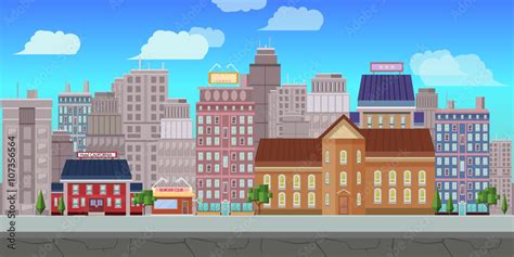 city game background 2d game application. Vector design. Tileable horizontally. Size 1024x512 ...